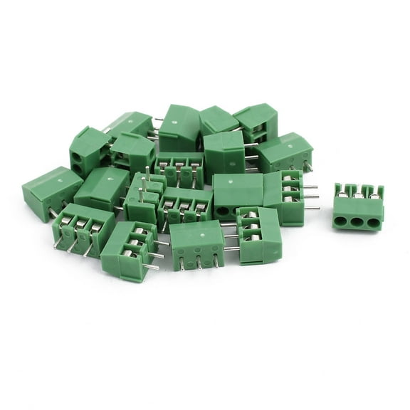 20Pcs ZB350 AC300V 10A 3P 3.5mm Pitch Screw PCB Terminal Blocks Connector Green