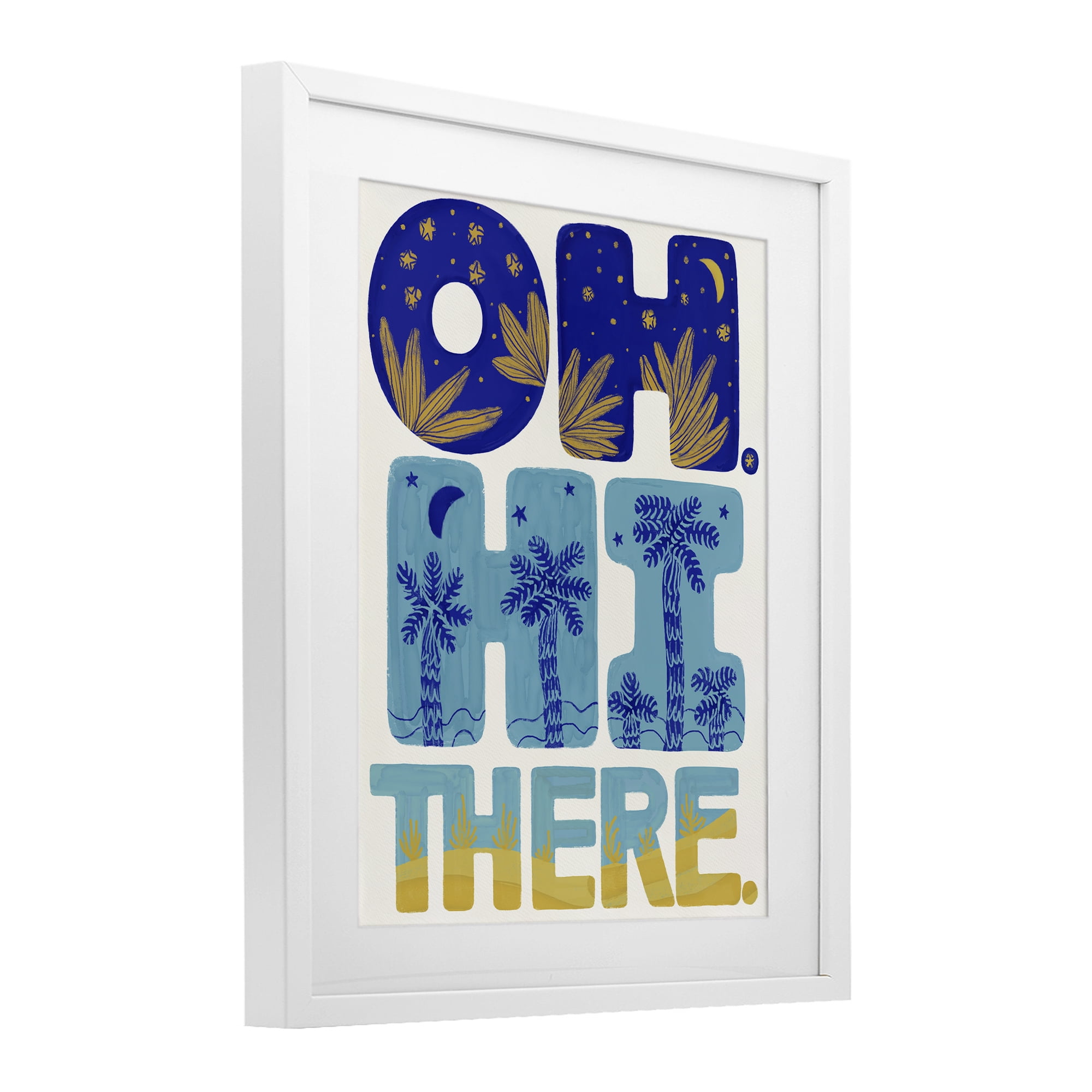 Stupell Industries Oh Hi There Tropical White Framed Print Under Glass, design by Connie Summers