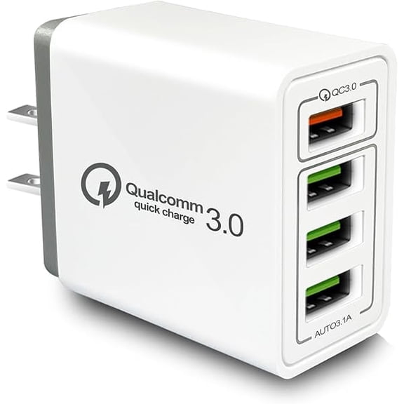 can USB Charger 40W Quick Charge 3.0, 5V/3.1A 4 Port Fast Charging Block [with LED Light] Wall Charger Plug Cube for Galaxy