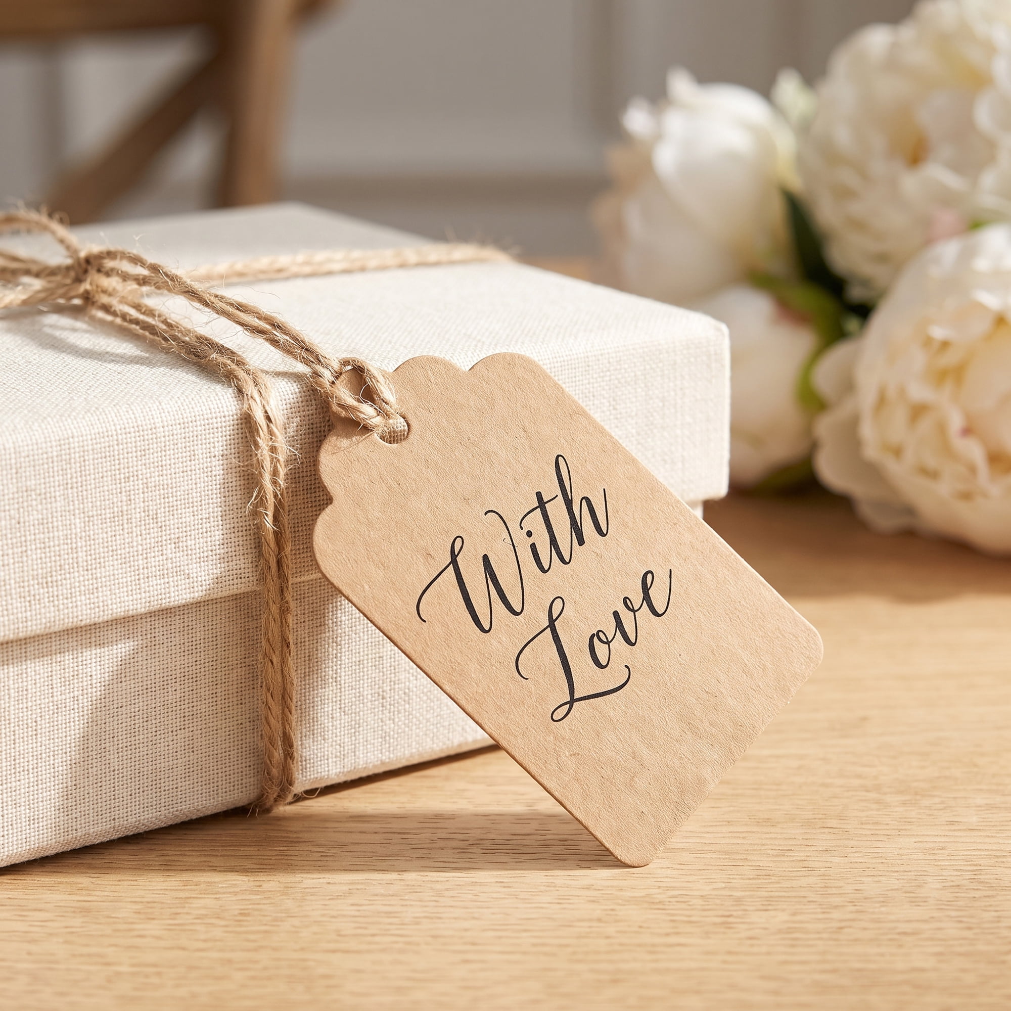Unique Bargains Paper Gift Tags with Natural Twine for All Occasions 1.2" x 2" Brown