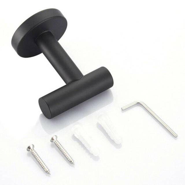 Porte-serviettes Noir Mat Support de Cintre en Acier Inoxydable Salle de Bain Mural
