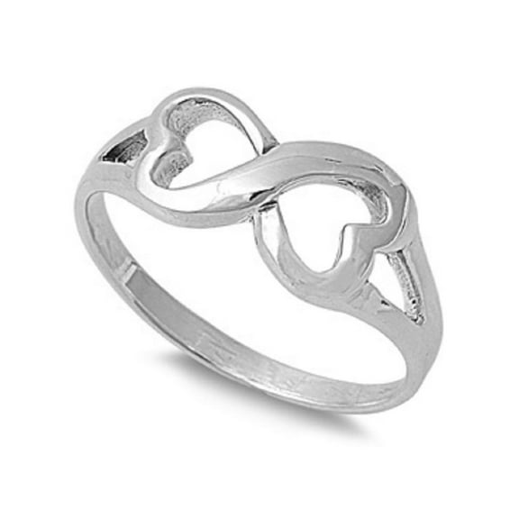 925 Sterling Silver Cubic Zirconia Heart Infinity Ring Size 10