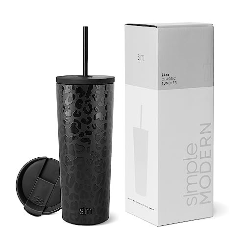 Vaso aislante moderno, sencillo, con tapa y pajita, 500 ml