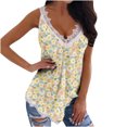 thumbnail image 4 of Blusa sin mangas estampada con cuello en V y costuras de encaje para mujer a la moda Pompotops lopia998243, 4 of 9