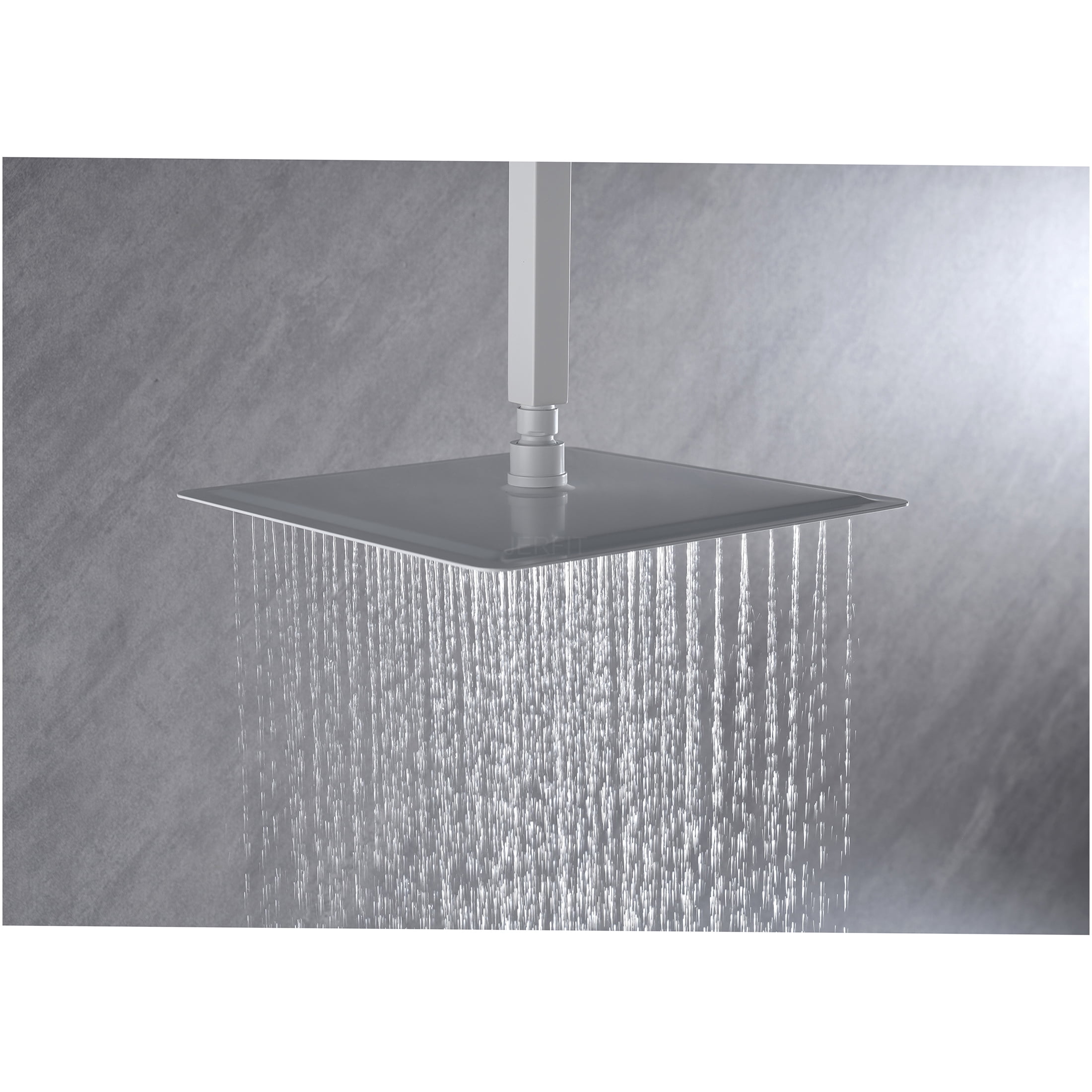 JERFIT Ultra-Thin 12 Inch Rain Shower Head High Pressure, 304 Stainless Steel Square Showerhead with Self-Cleaning Nozzles, Tool-Free Installation, Full Body Coverage, White