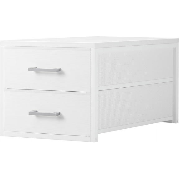 Stackable Storage Drawers Closet Organizers and Storage Fabric White 2 Drawer Dresser for Bedroom Modern