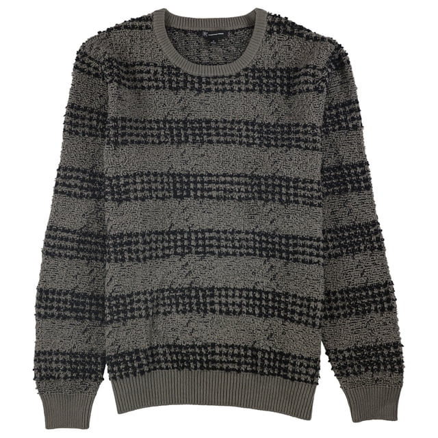 I.N.C Mens Chunky Striped Pullover Sweater, Grey, Small