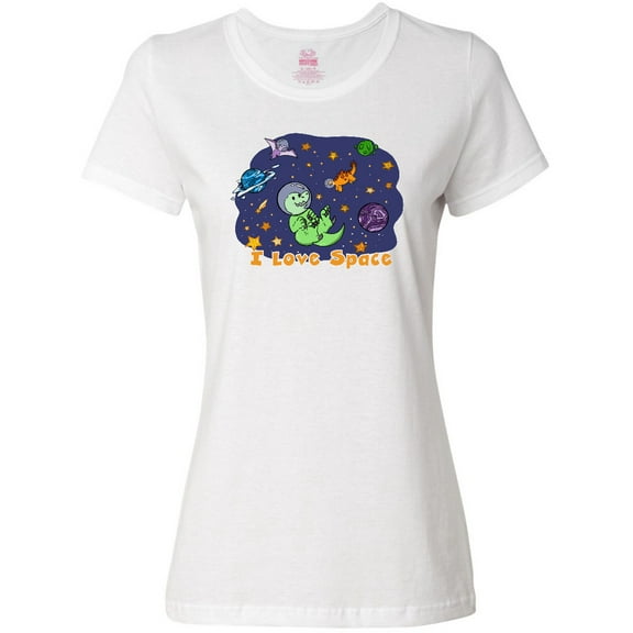 Inktastic I Love Space Cute Dinos and Planets Women's T-Shirt