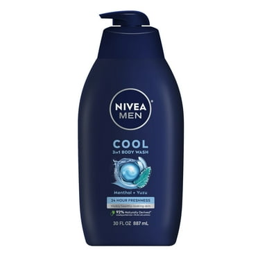 NIVEA MEN Cool 3-in-1 Body Wash for Men with Icy Menthol and Yuzu Scent, 30 fl oz