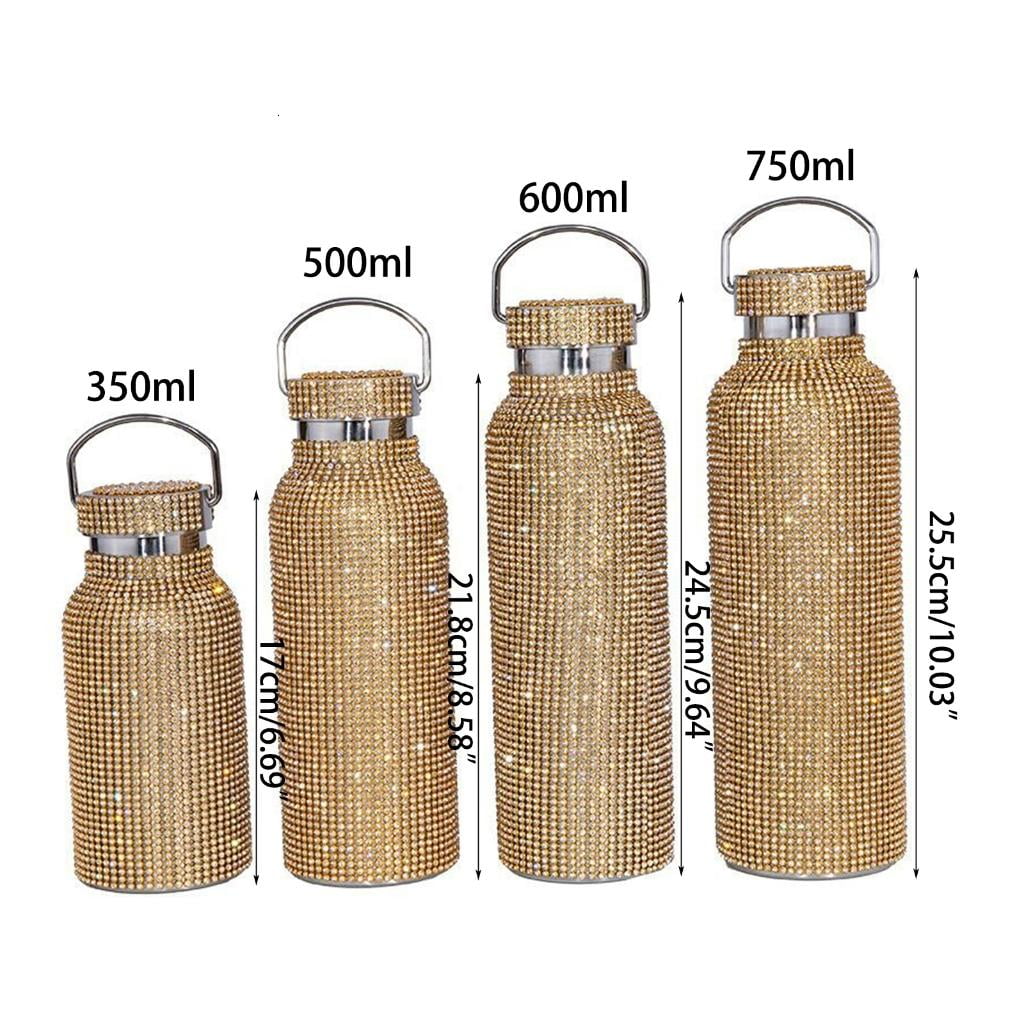 SDFGTstore Holiday Gift Bling Water Bottle Glitter Rhinestone Cup StainlessSteel ThermalBottle Refillable Water Bottle Water Bottle StainlessSteel Flask Rhinestone Insulated