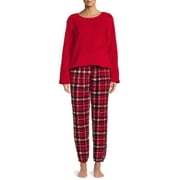 Jessica Simpson Women's Faux Sherpa Top, Pants, Shorts and Hair Scrunchie Sleep Set, 4-Piece