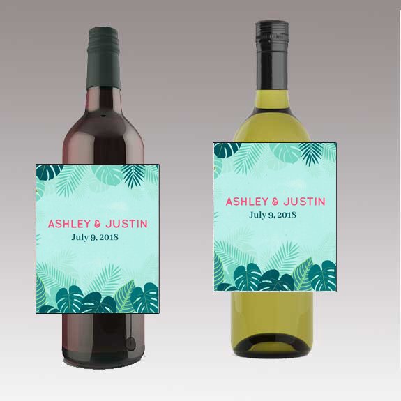 12 Tropical Theme Wine / Beer Bottle labels Easy to Use Self ...
