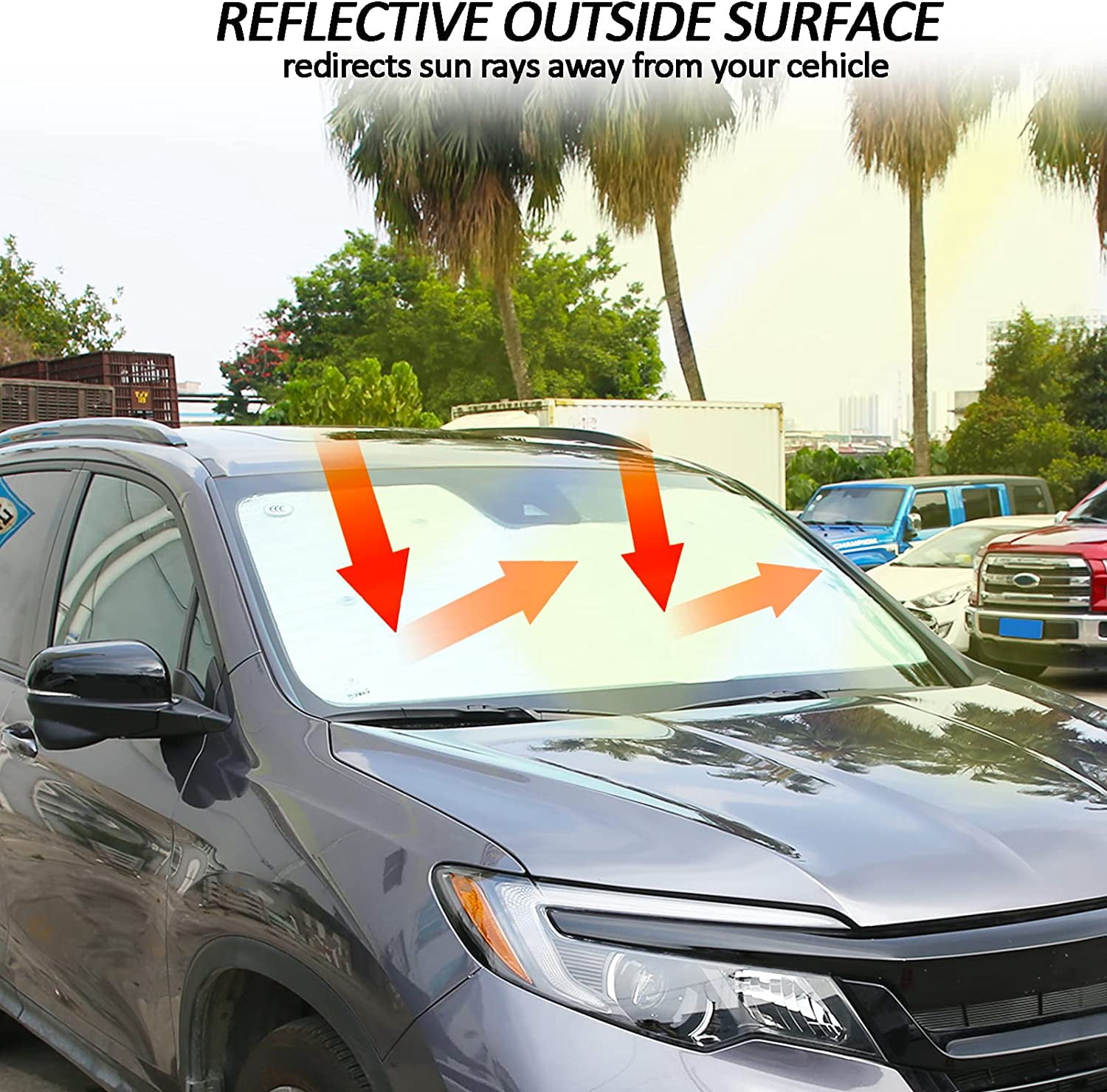 TINKI HIRUFAIT Car Front Windshield Automotive Window Shades for Honda Pilot 2016-2022, Silver