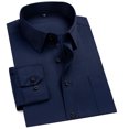thumbnail image 2 of Iugvhana Mens Classic Fit Dress Shirts Slim Lapel Long Sleeve Casual Business Formal Shirt Tops Button Down Cotton Shirt Navy M, 2 of 5