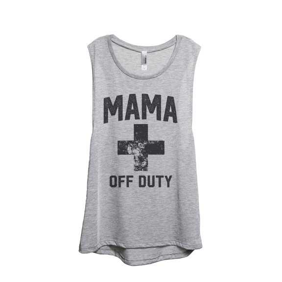 Mama Off Duty Women's Fashion Sleeveless Muscle Workout Yoga Tank Top Sport Grey Medium