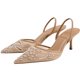 thumbnail image 3 of Sandalias Slingback Woman Diseñadora Bordado Flores Mal Malla Tacos Punta Puntiaguda Sandalia Mulas (6.5) Blanco, 3 of 9
