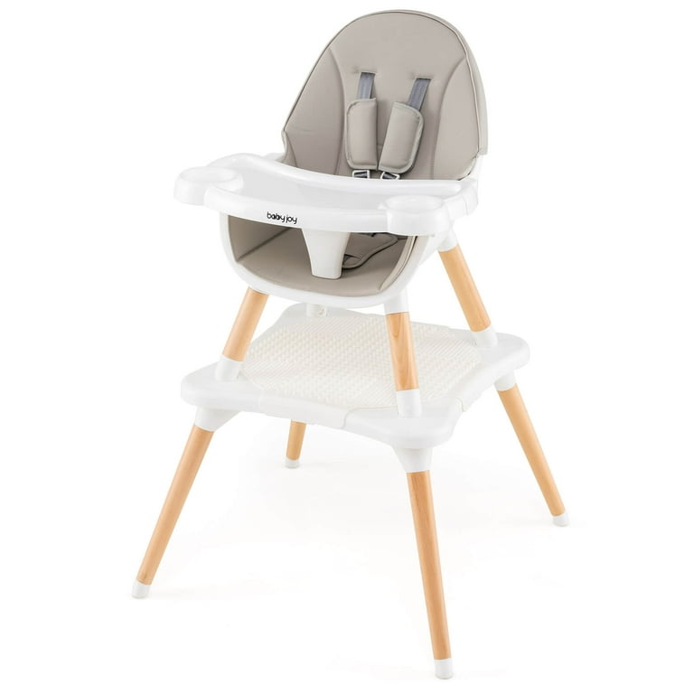 Costway 6-in-1 Baby High Chair, Wooden Convertible Chair with Tray