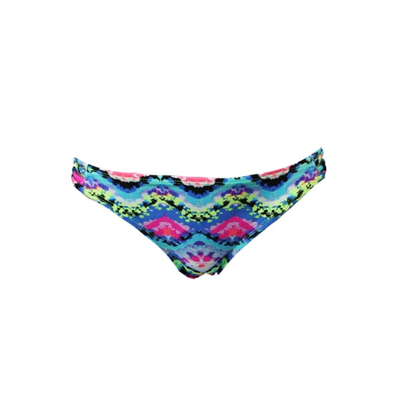 California Waves Blue Multi Rainbow Radio Strappy Bikini Bottom M