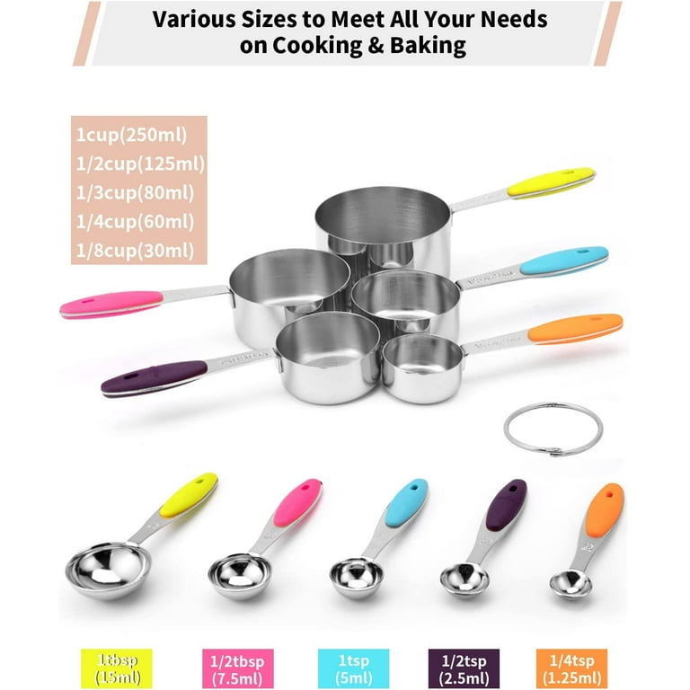 Stainless Steel Measuring Cups And Spoons Set - Heavy Duty, Metal Kitchen  Measuring Set For Cooking And Baking Food For Dry Ingredients - Stackable