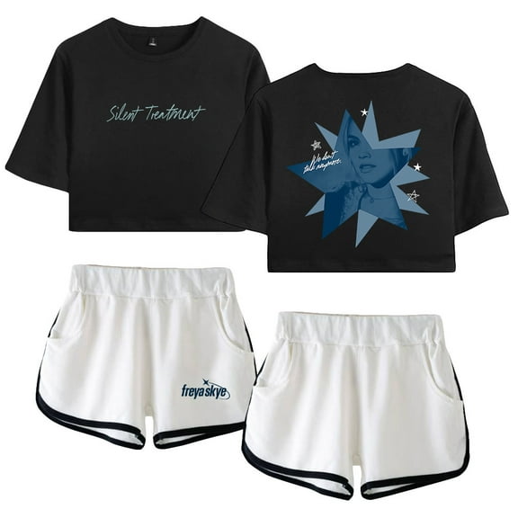 Freya Skye Silent Treatment Short Sleeve Crop Top Shorts Two Piece Set Women's Top Sets