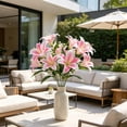 thumbnail image 4 of Kbndieu Lily Artificial Silk Flowers Fake Flowers Pink Florals Arrangements Faux Lily Flower Stems for Spring Summer Wedding Bride Bouquets Home Table Centerpiece Farmhouse Decorations, 4 of 6