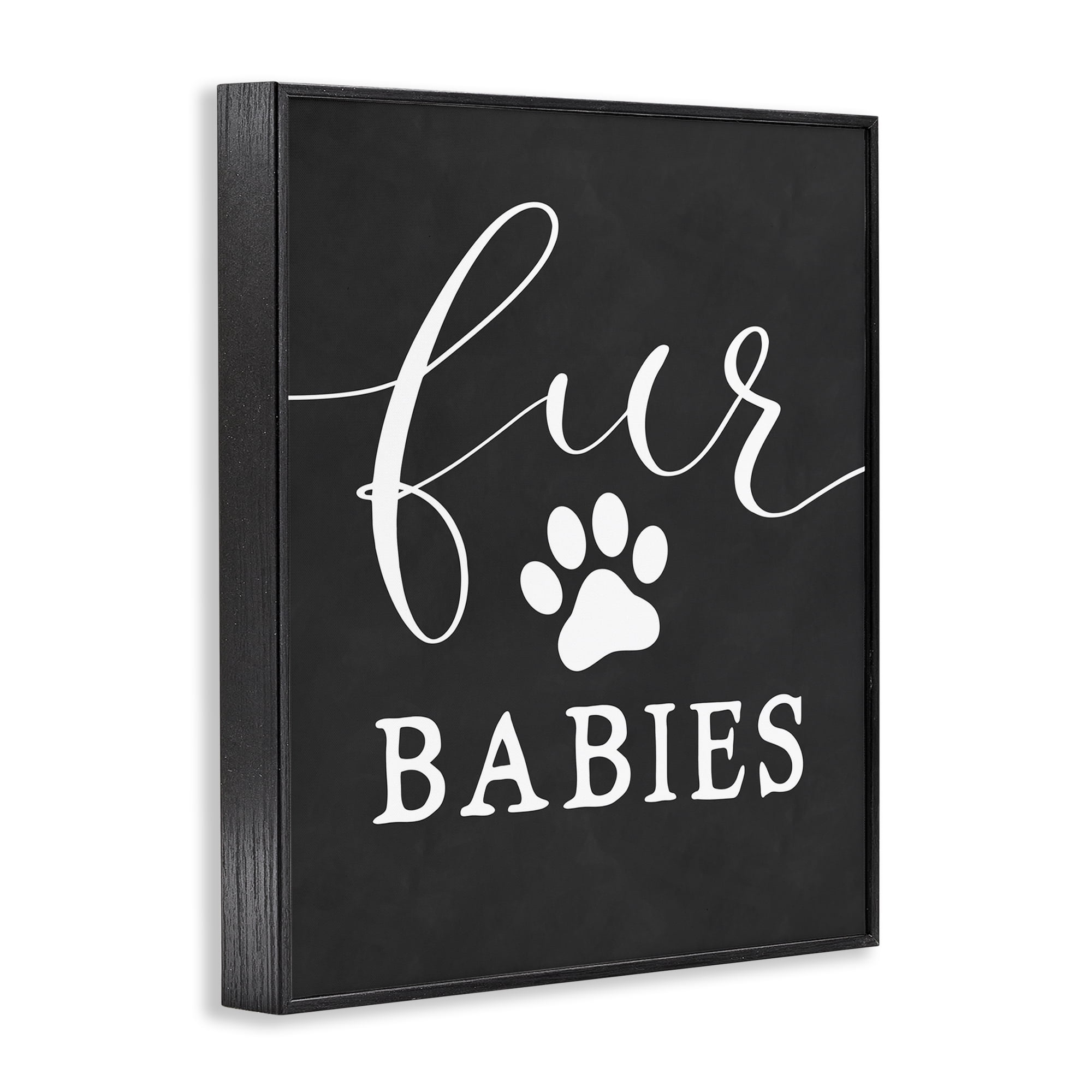 Stupell Industries Fur Babies Pet Phrase Typography Painting Black Framed Art Print Wall Art, 11 x 14