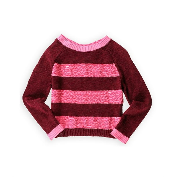 Suéter de punto brillante a rayas de Justice Girls, rosa, 5 Justice Tejer