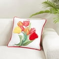 thumbnail image 4 of Colorful Felt Applique Tulips Down Filled Pillow, 4 of 4