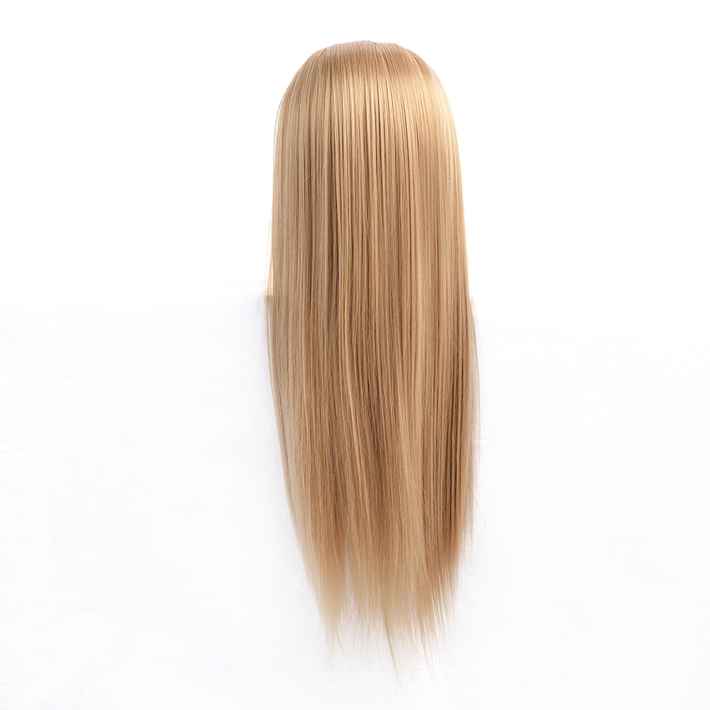 HAIR BY DK Cosmetology Mannequin Head Hair Styling 26-28 inches Training Synthetic Fiber Manikin Head Doll with Clamp Dark Blonde (27#)