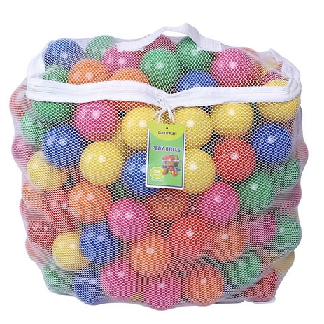 Click N' Play Pack of 200 Phthalate Free BPA Free Crush Proof Plastic Ball, Pit Balls - 6 Bright Colors in Reusable and Durable Storage Mesh Bag with Zipper.