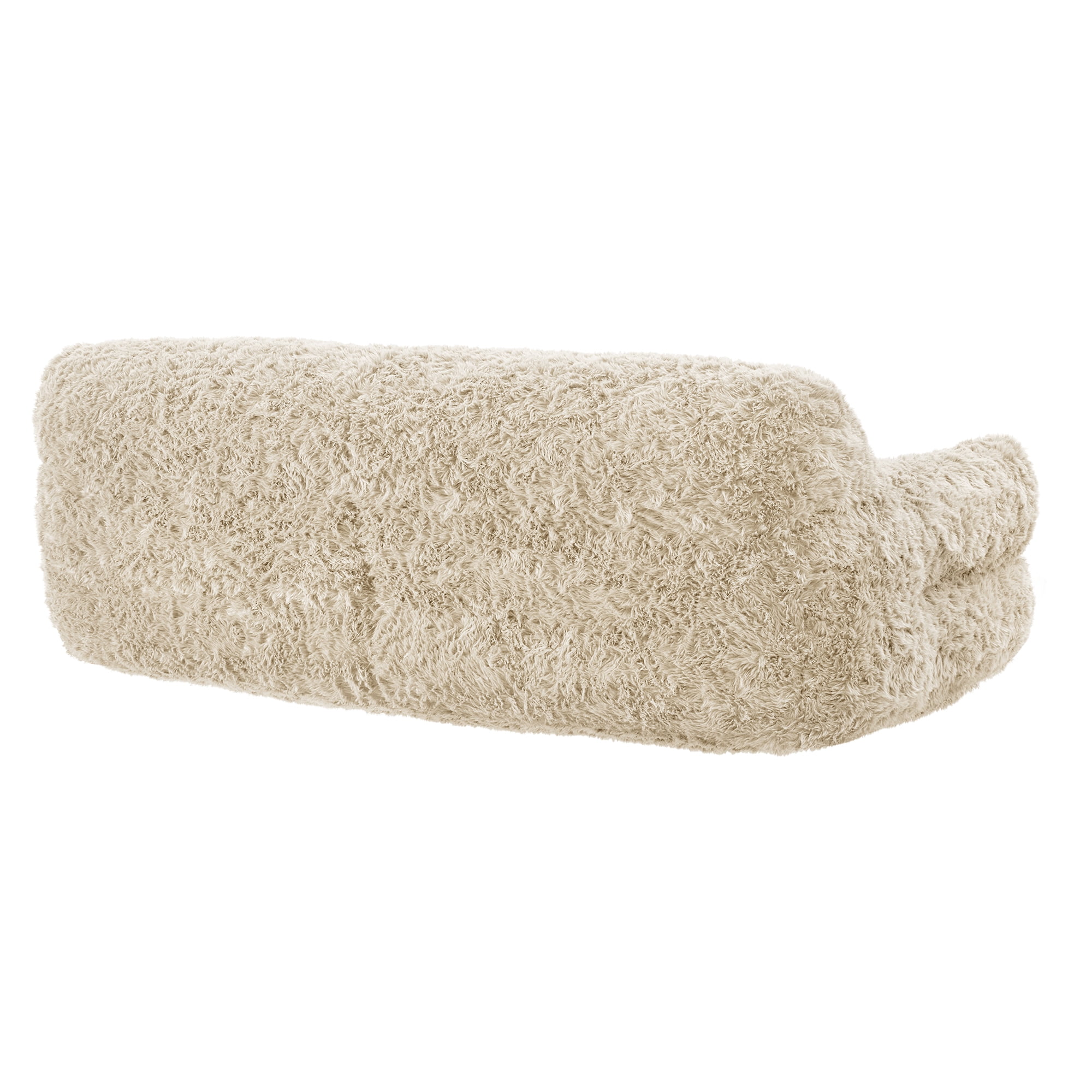 Spruce & Spring Ultra-Plush Fleece Lazy Sofa with Pillow & Blanket, Cozy Bean Bag Loveseat for Living Room & Bedroom, Sand