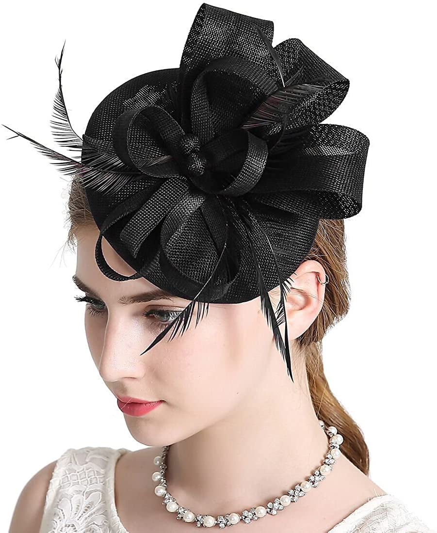 Feather Fascinator Hat,Womens Pillbox 
