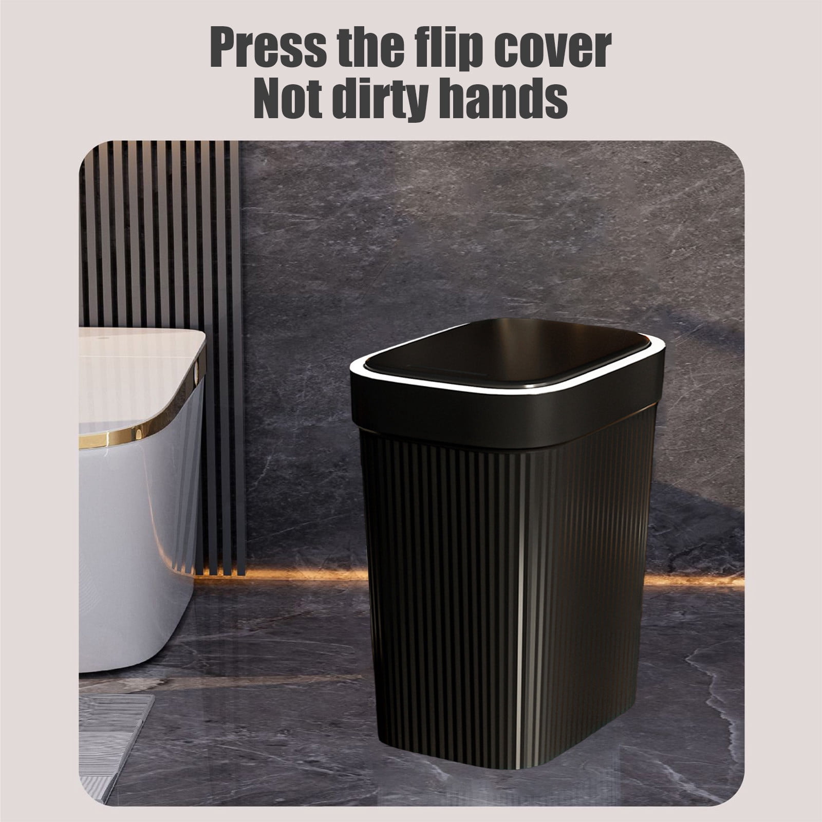 Touch Trash Can under $5! Cagogo Press Top Trash Can with Flip Lid, Kitchen Bathroom Garbage Bin, Space Saving Waste Basket, Touch Top Trash Can, Modern Household Waste Container