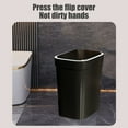 thumbnail image 5 of Black Press Top Trash Can with Flip Lid, Space Saving Kitchen and Bathroom Garbage Bin for Home Use, 5 of 5