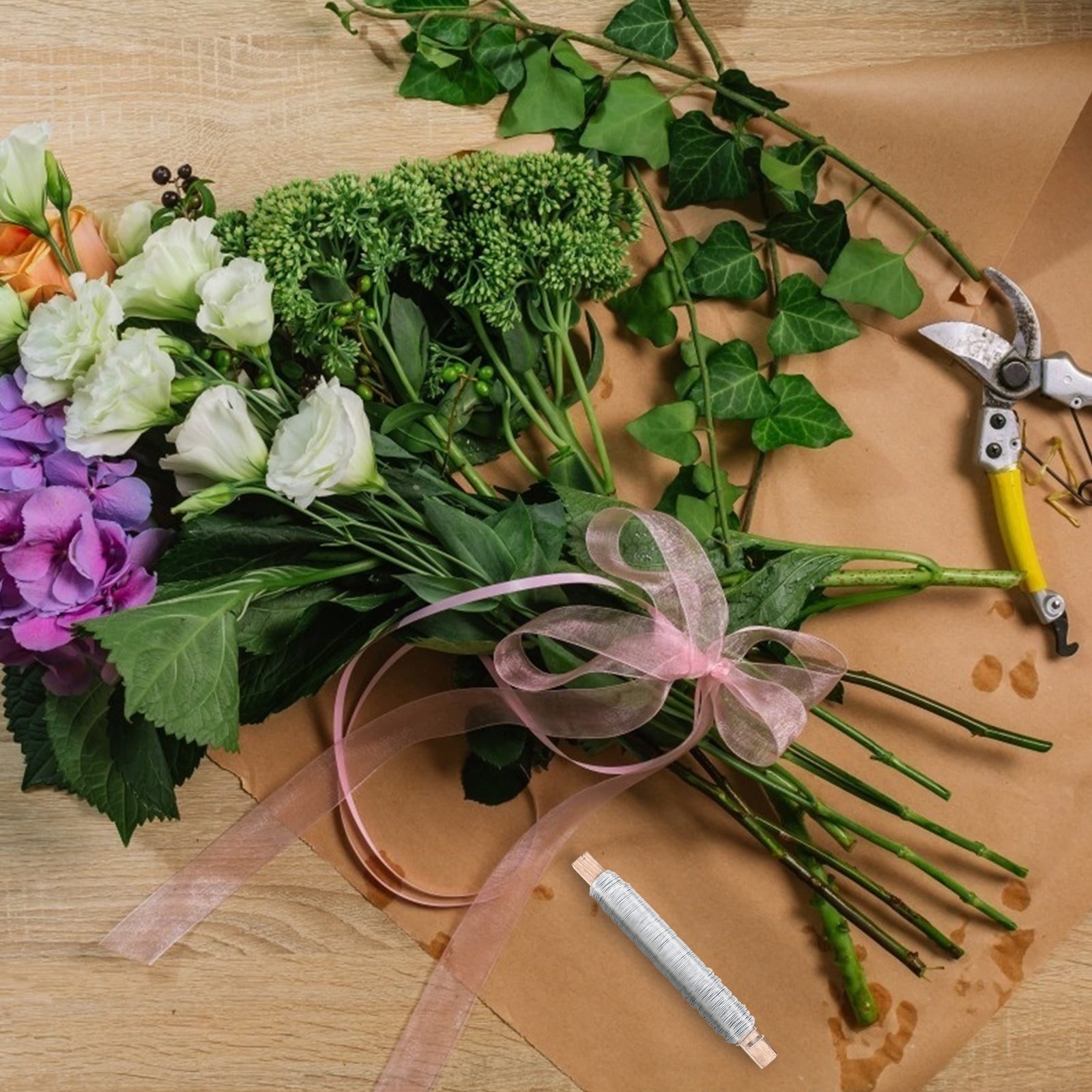 6 Pcs Plant Bailing Wire Crafting Wires Green Floral Paddle DIY Crafts Flower Bouquet Binding Ties Iron Arrangement