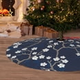 thumbnail image 6 of Lsque Cherry Blossoms on Navy Background Print Christmas Tree Skirt, Tree Skirt with Ties or Velcro, Perfect for Holiday Decorations, Halloween, and New Year-36", 6 of 7