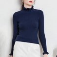 thumbnail image 7 of NMMUED Sweaters for Women Fitted Sweaters for Women Mock Neck Sweater Women Knit Sweater for Women Pullover Sweaters for Women, Navy S, 7 of 7