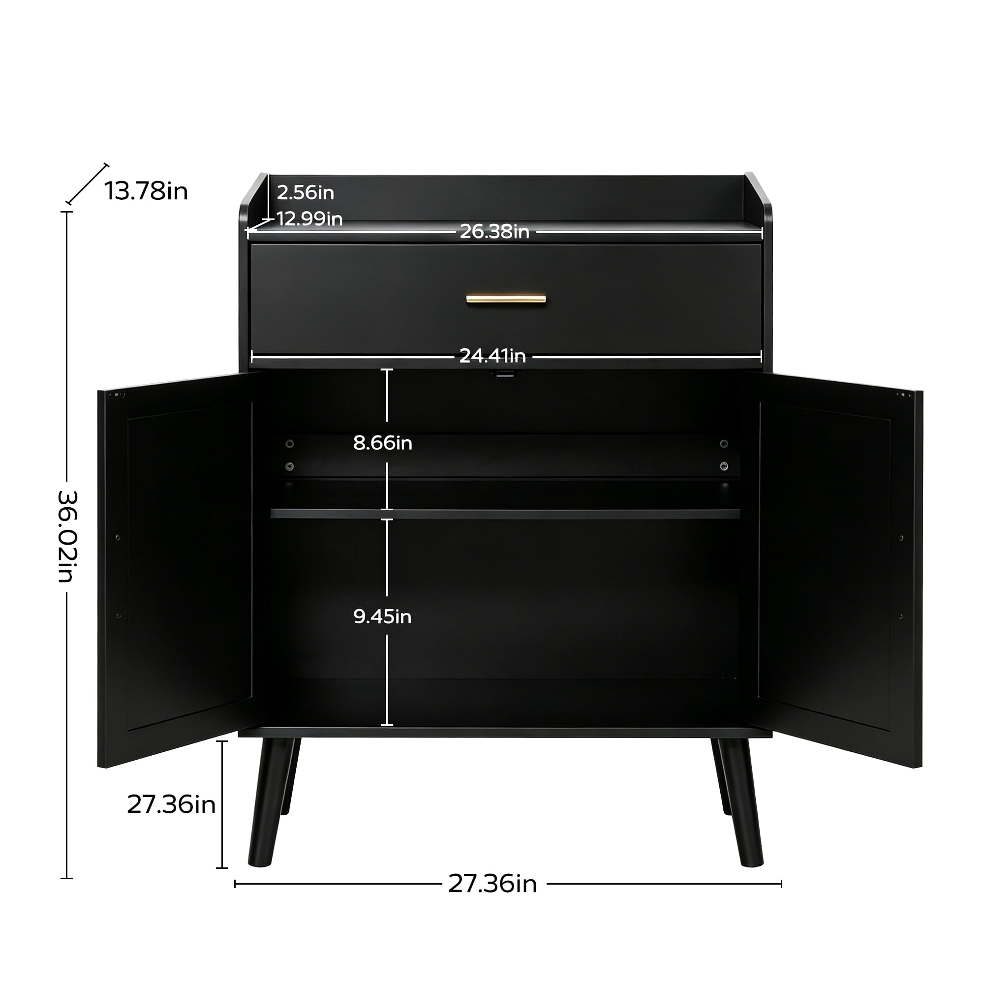 Kitchen Storage Cabinet, 2 Door Cabinets & 1 Drawer, Wood Grain, Coffee Bar Station