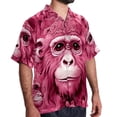 thumbnail image 2 of Pink Monkey Gorilla Men's Short Sleeve Spread Collar Button Down Beach Print Casual Shirts, 2 of 6