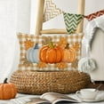 thumbnail image 2 of Orange Buffalo Plaid Pumpkin Autumn Maple Leaves Throw Pillow Cover 12x20 Inch Harvest Fall Decor Lumbar Pillow Cases Vintage Rectangular Cushion Cover Thanksgiving Day Gifts, 2 of 6