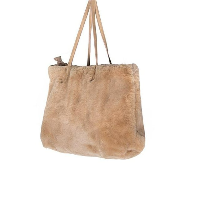 Luxe Faux Fur 676685047915 Faux Fur Handbag - Tan