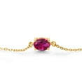 thumbnail image 3 of Gem Stone King 18K Yellow Gold Plated Silver Red Created Ruby Solitaire Bracelet for Women (0.85 Cttw, Oval Cut 7x5mm), 3 of 6