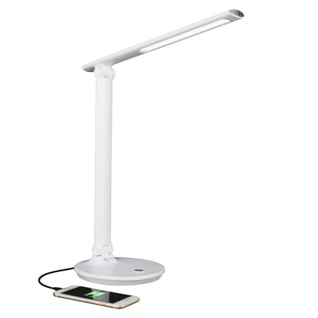 OttLite - Command LED Desk Lamp with Amazon Alexa and Google Home Voice Assistant - Silver