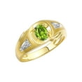 thumbnail image 4 of RYLOS Men's Rings Yellow Gold Plated Silver Rings Classic Designer Style 8X6MM Gemstone & Diamond Ring Peridot August Birthstone Rings For Men,  Size 11, 4 of 8