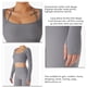 thumbnail image 5 of Mujer Yoga Top Fitness Cuello Redondo Halter Manga Larga Agujero Para El Pulgar Ropa Deportiva De Entrenamiento Con Almohadilla Para El Pecho Gris L, 5 of 6
