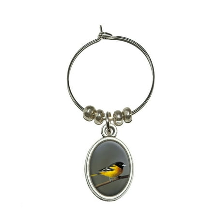 - Baltimore Oriole - Bird Oval Wine Glass Charm