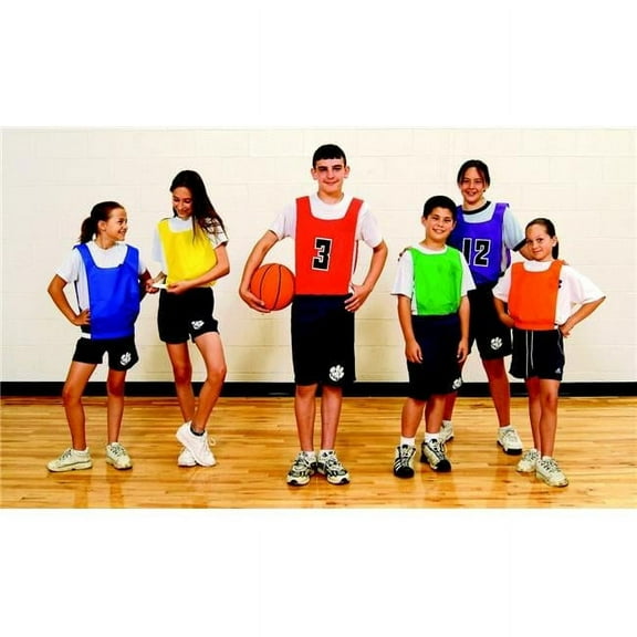 Sportime Full Numbered Pinnies for Grades 4 & up, Set of 12, Red