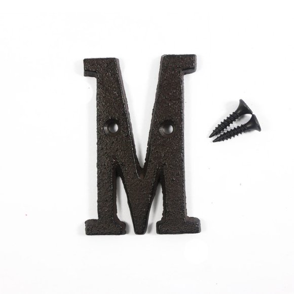 KiaoTime 3" Vintage Decorative Cast Iron Metal Alphabet Letters Wall Sign Hanging Address Name Sign Letter 'M'