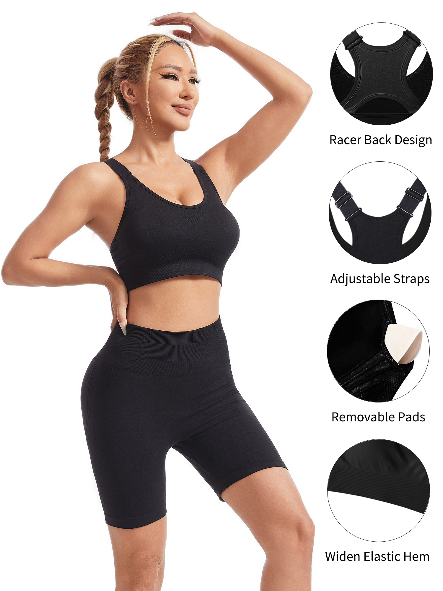 Hanerdun Women's Racerback Sports Bra with Adjustable Straps photo 5