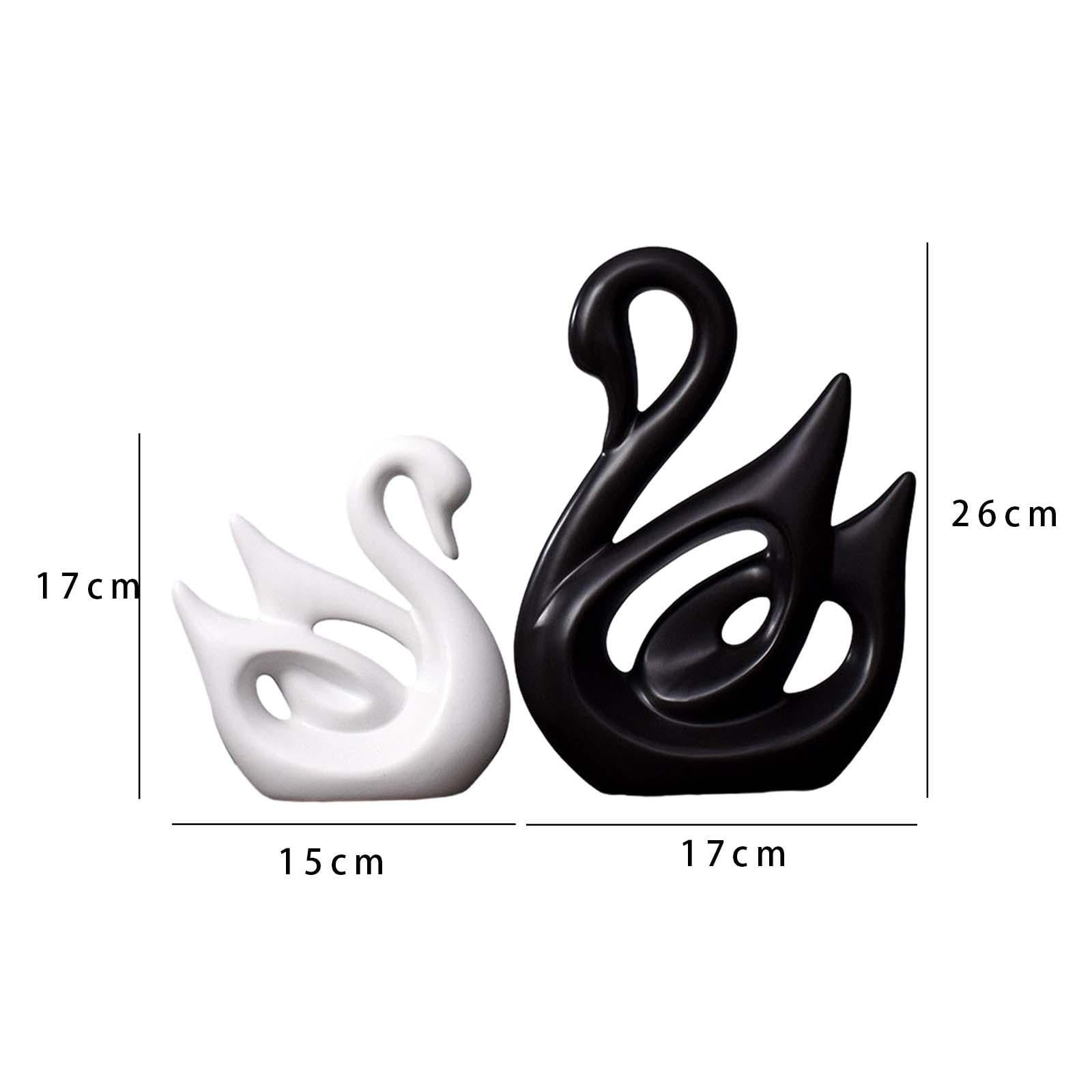 2 Pieces Ceramic Swan Statue Paper Floor Lamp Shade Deer Sculpture Minimalist Design for Living Room Office Decor